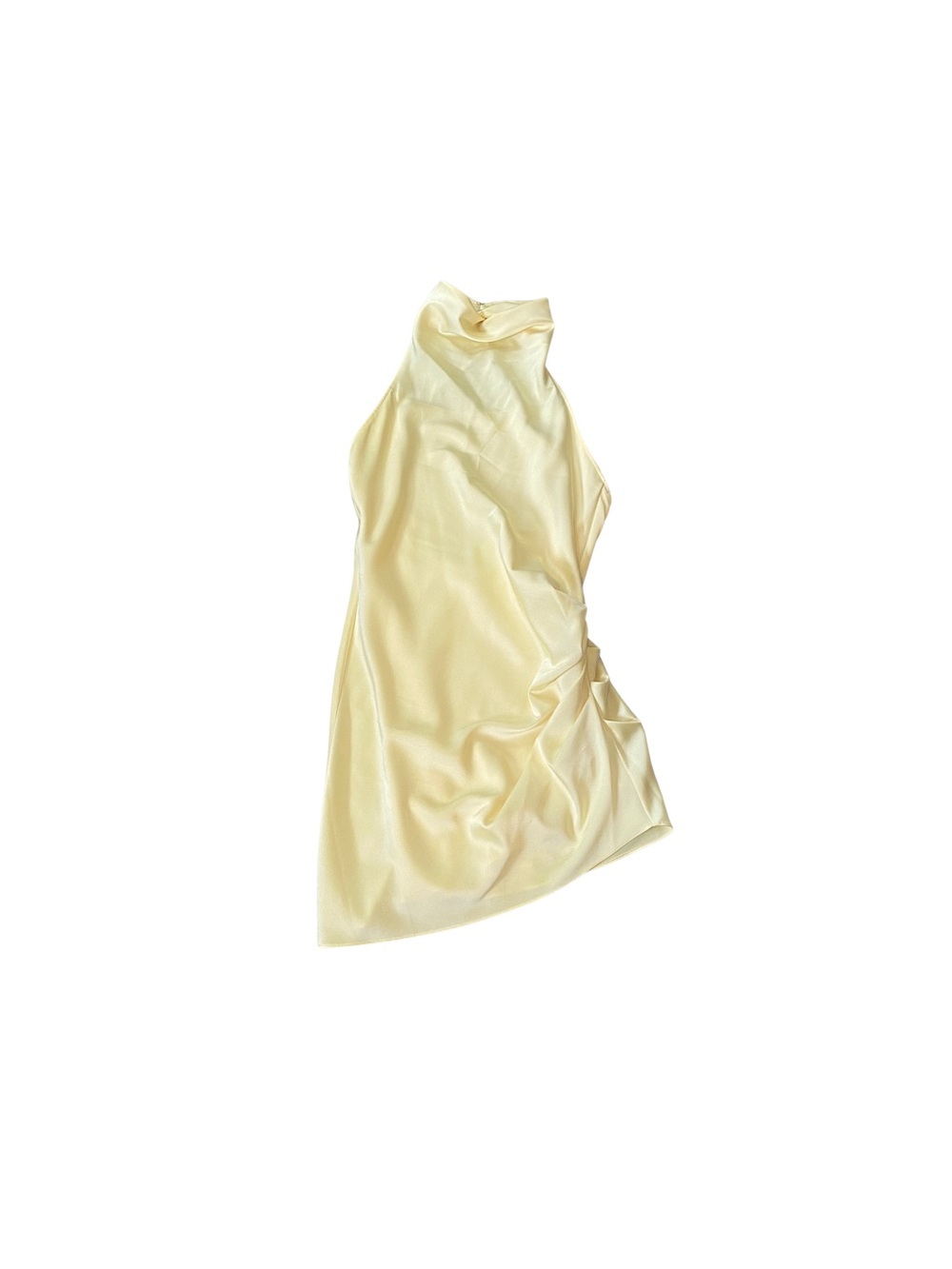 Gianni Bini Pale Yellow Satin Halter Dress